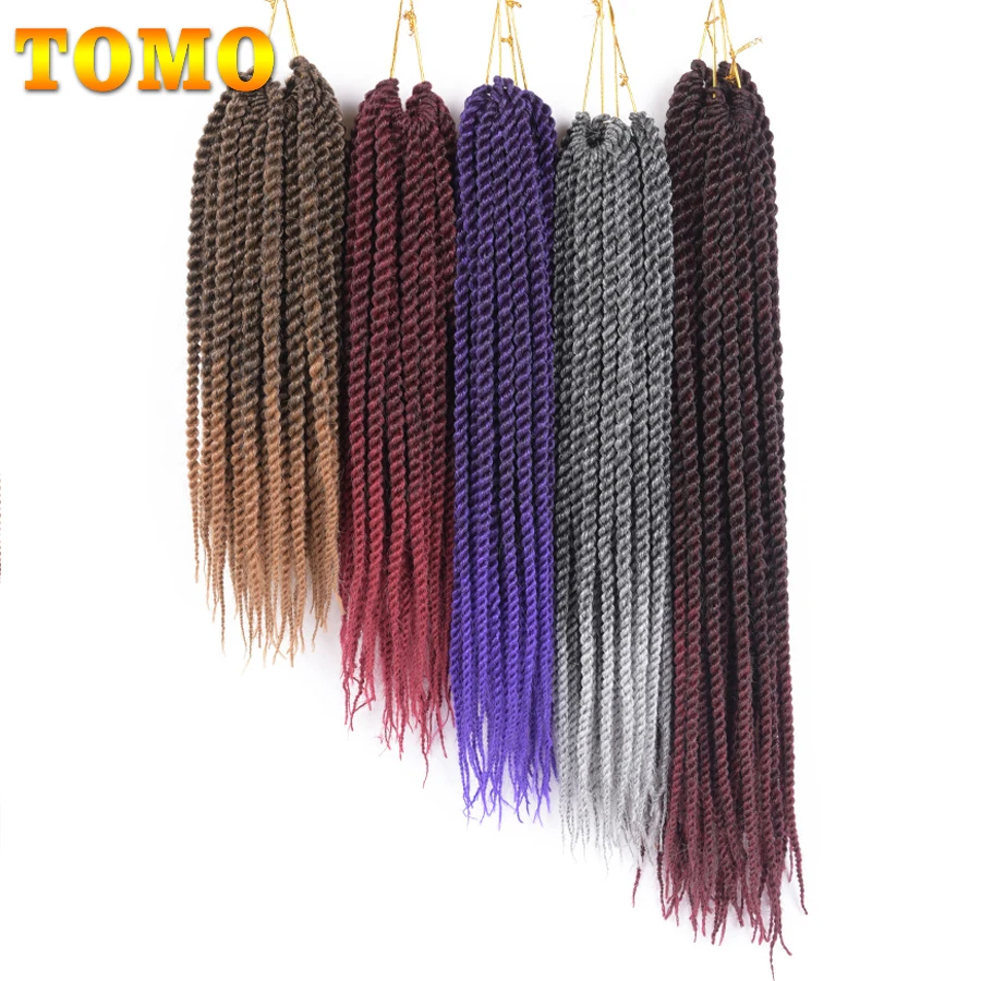 TOMO Senegalese Twist Hair Extensions 14 18 22 Inch Low Temperature Fiber Crochet Braids Ombre Synthetic Braiding Hair