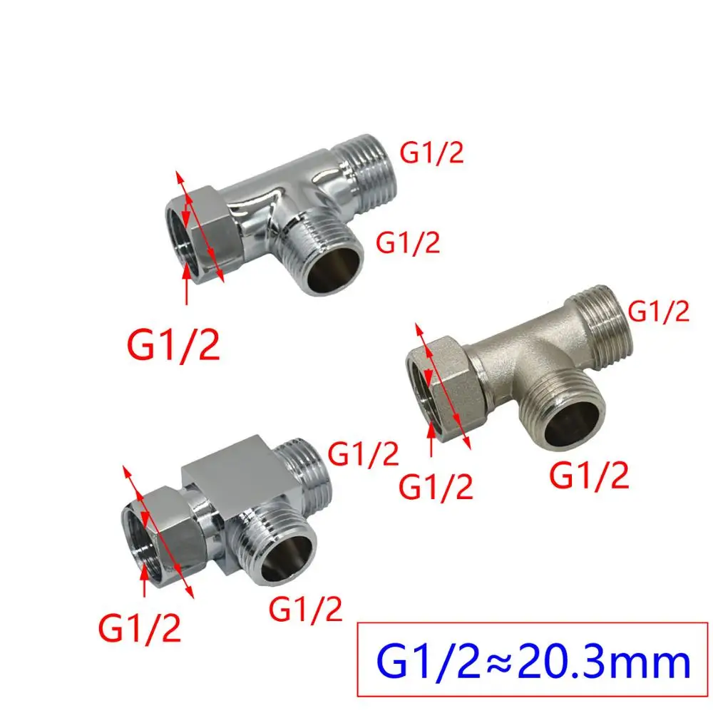 Mosiężny T-typ żeński 1/2 do 1/2 Cal Mal 2-drożny rozdzielacz wody 1/2 \