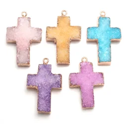 natural agats cross shape charms pendant for jewelry making necklace pendant size 22x35mm