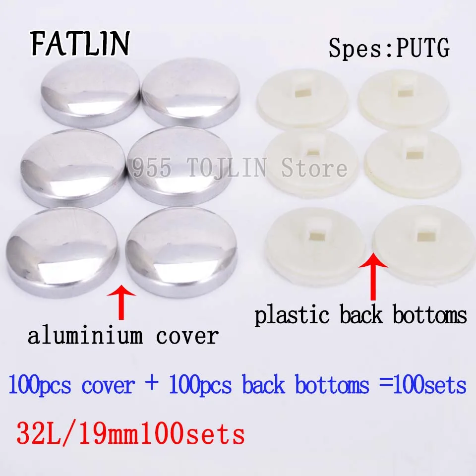 J-100Sets 16L-60L Plastic back bottom Fabric Covered Buttons Scrapbooking Covered Combined Buttons For DIY Clothes Accessories