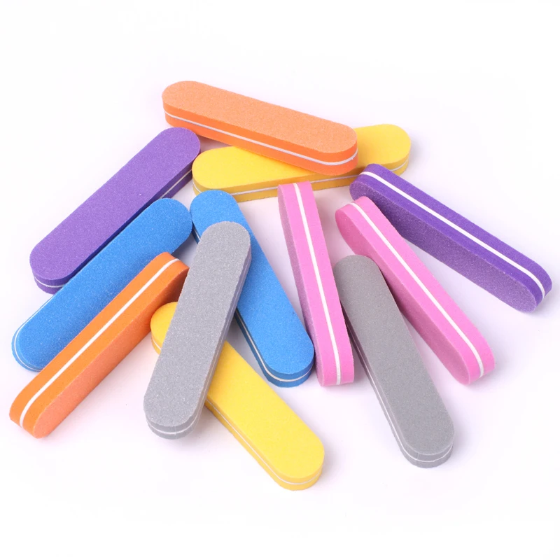 10Pcs Mini Nail File Buffer Block Sponge Colorful Nail Art File 90mm Straight  Sanding Polishing Grinding Nail Care Tools Set