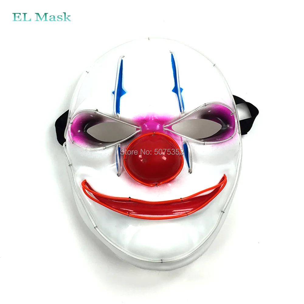 Payday Led Rave Mask Carnival Happy EL Mask Dance DJ Glow In Dark Neon Luminous Mask For Christmas Birthday Light Mask