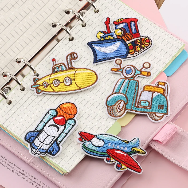 

Cartoon Plane Train Theme Ironing Sew Iron on Embroidered Clothes Patches for Clothing, Jeans Backpacks Embroidery Stickers