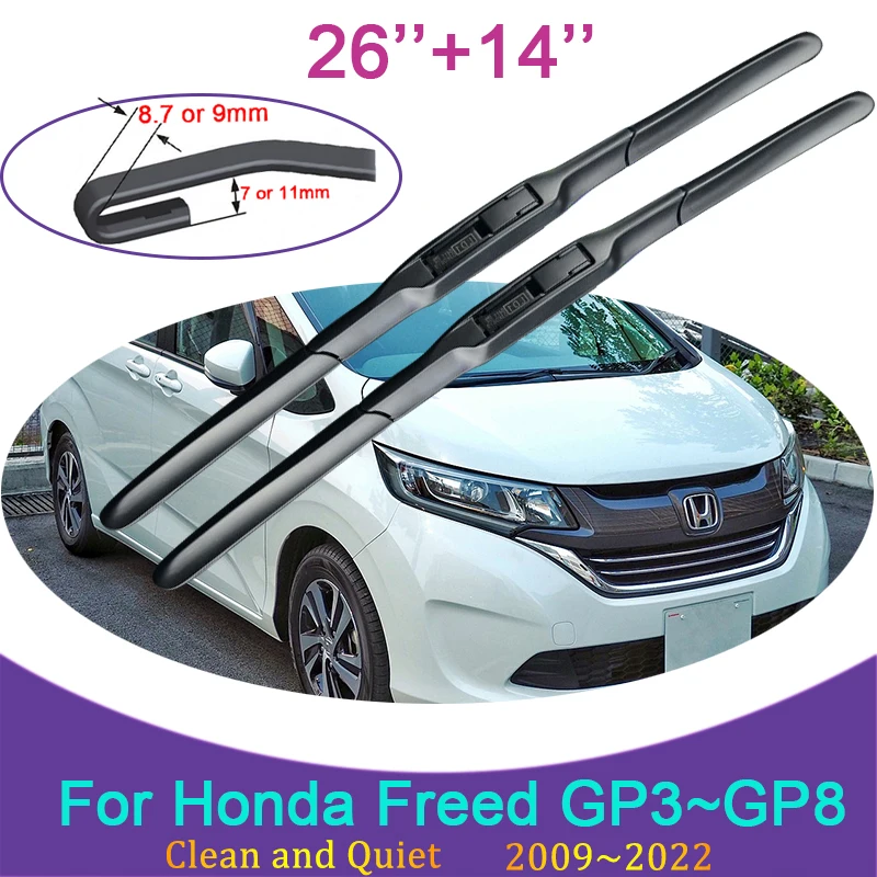 for Honda Freed GP3 GP4~GP8 2010 2009~2022 Frameless Durable Rubber Wiper Snow Scraping Front Windshield Brushes Car Accessories