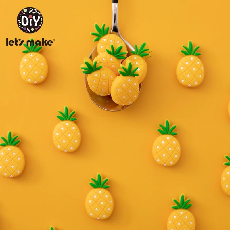 Let's Make 20PCS Baby Silicone Teether Baby Toys Silicone Pineapple Neckace Beads  Baby Teether Pineapple Teething Beads