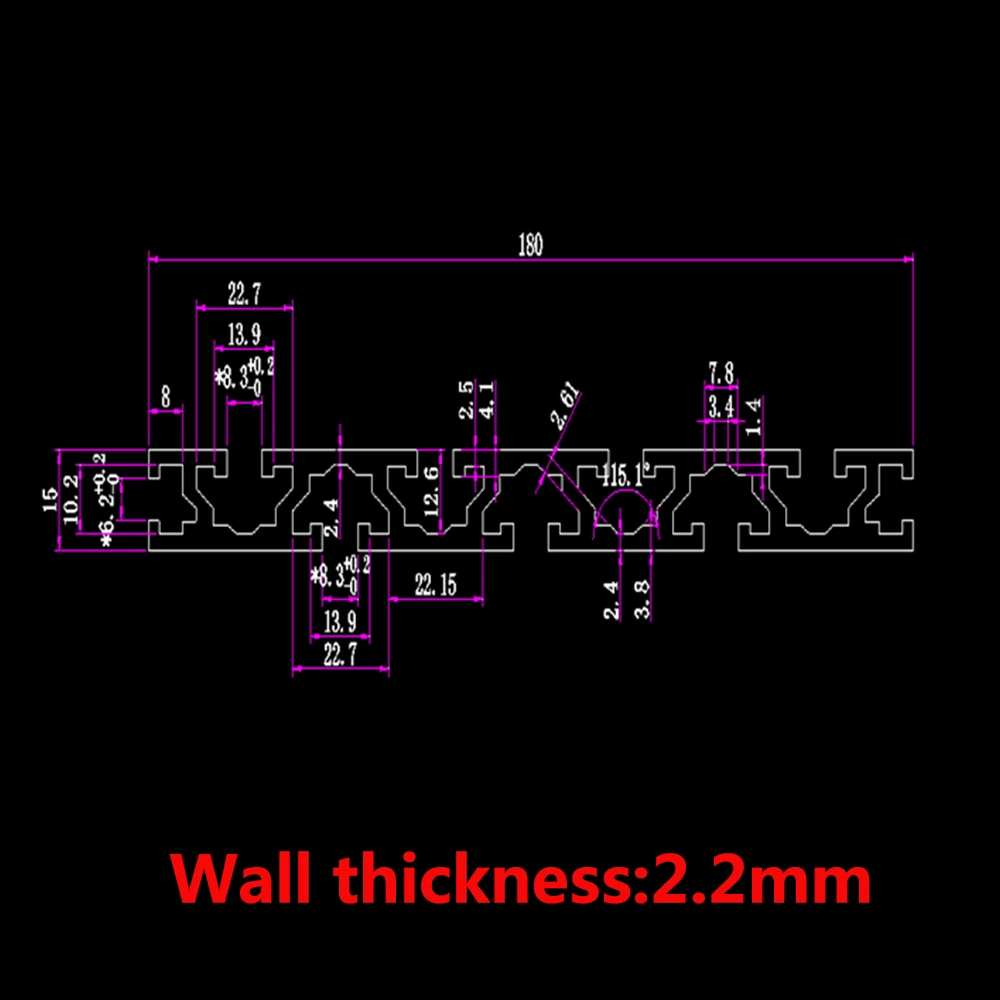 8PCS 15180 Aluminum Profile Extrusion 1524mm Length CNC Parts Anodized Linear Rail for DIY CNC 3D Printer Workbench