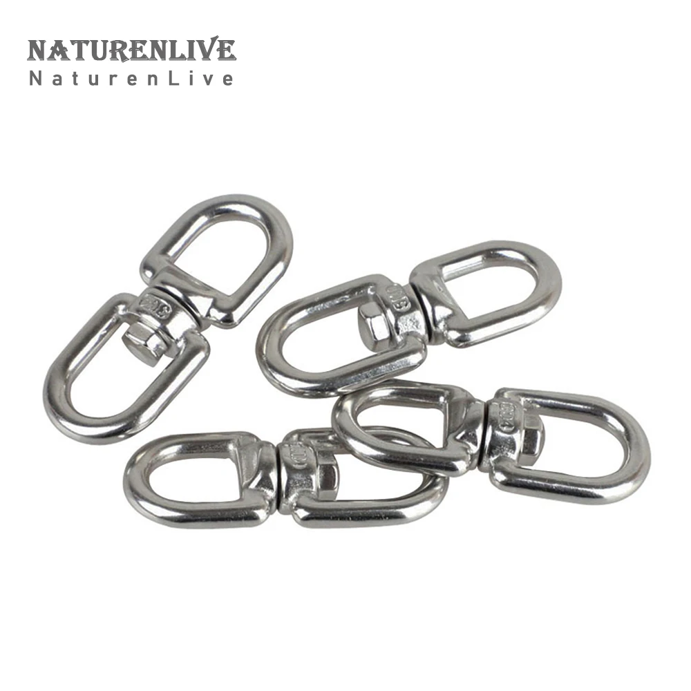 2/4Pcs M4-M16 Double Ended Swivel Eye Hook 304 Stainless Steel Eye to Eye Swivel Shackle Ring Connector for Marine Mooring Swing