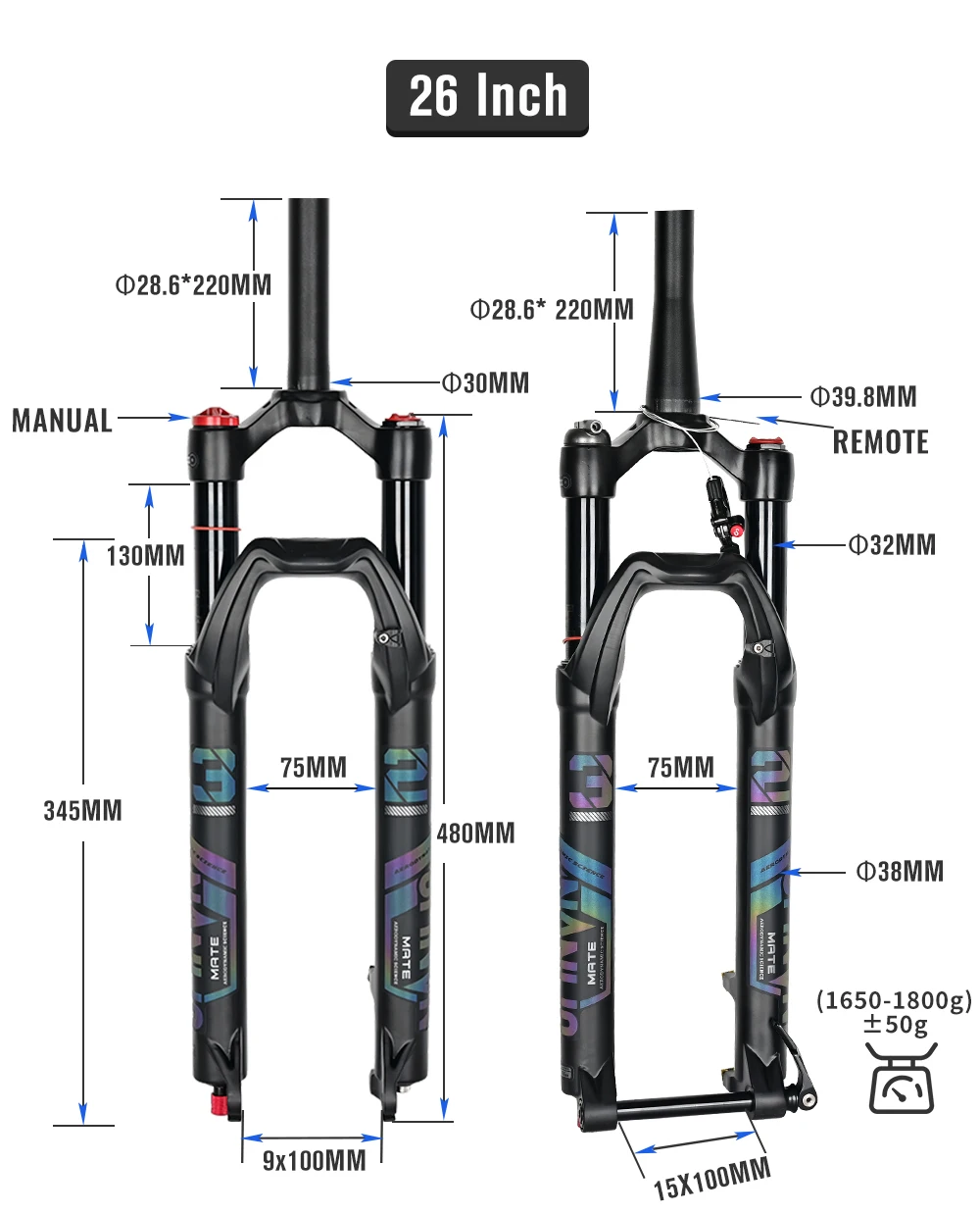 NANLIO X7 Fahrrad-Luftgabel, Rückprall-Einstellung, 26/27,5/29 Zoll, gerade/konisch, RL/LO MTB-Fahrradgabel, 120 140 mm, Reisen – Detail 21