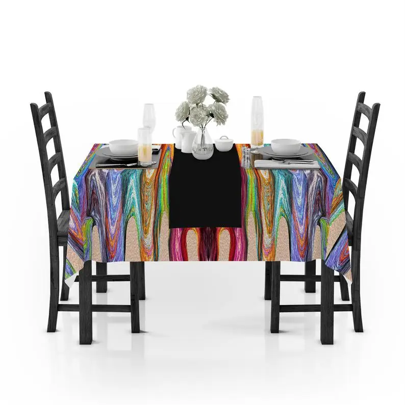 

Hippie Swirls Tablecloth Kitchen and Dining Room Decor