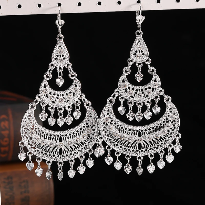 Boucles d'oreilles en alliage marocain pour femmes, boucles d'oreilles à crochet français, élégantes, fête de mariage, accessoires préférés, mode