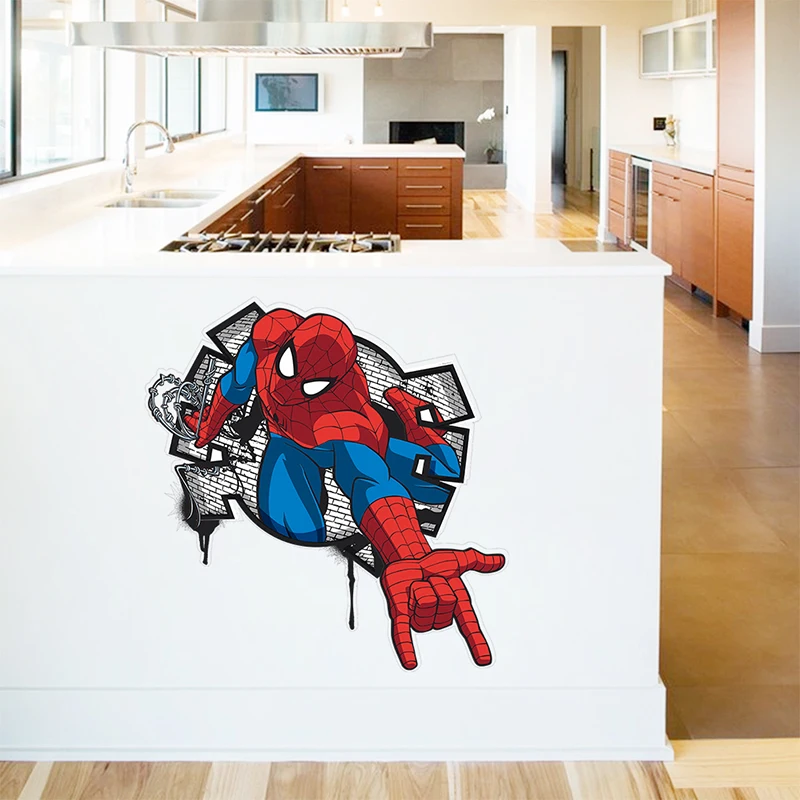 Spiderman Super Heroes Wall Stickers For Kids Room Decoration Home Bedroom PVC Decor Cartoon Movie Mural Wall Art Decals