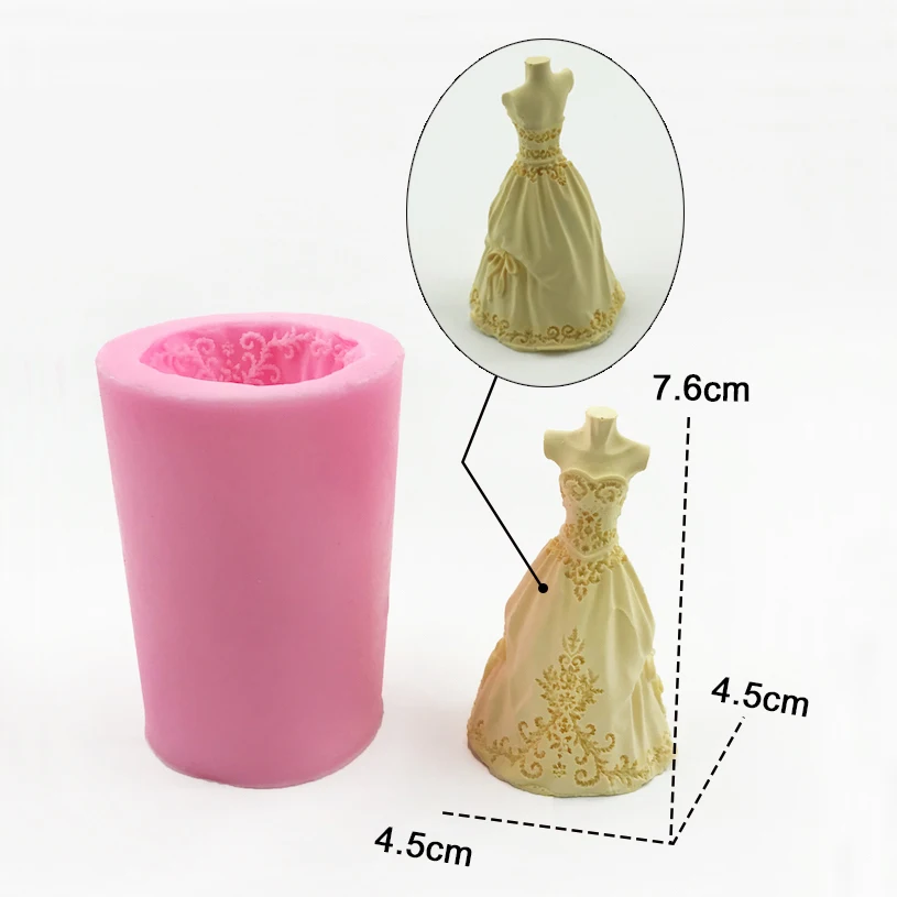 Wedding Dress Skirt Castle Tower Silicone 3D Mold For Fondant Chocolate Cake Decoration Bakeware DIY Plaster Resin Art Mould