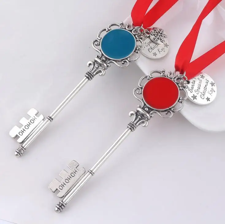 200pcs/lot Christmas Magic Santa Keys Wand Stick Letter Red Rope Chain Keyring Choker Xmas Tree Decoration Gifts SN138