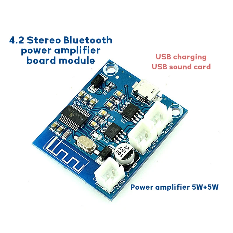 

Mini 4.2 stereo Bluetooth-compatible Amplifier Board Audio Module F class 5W+5W with Charging DIY Modified Speaker Accessories