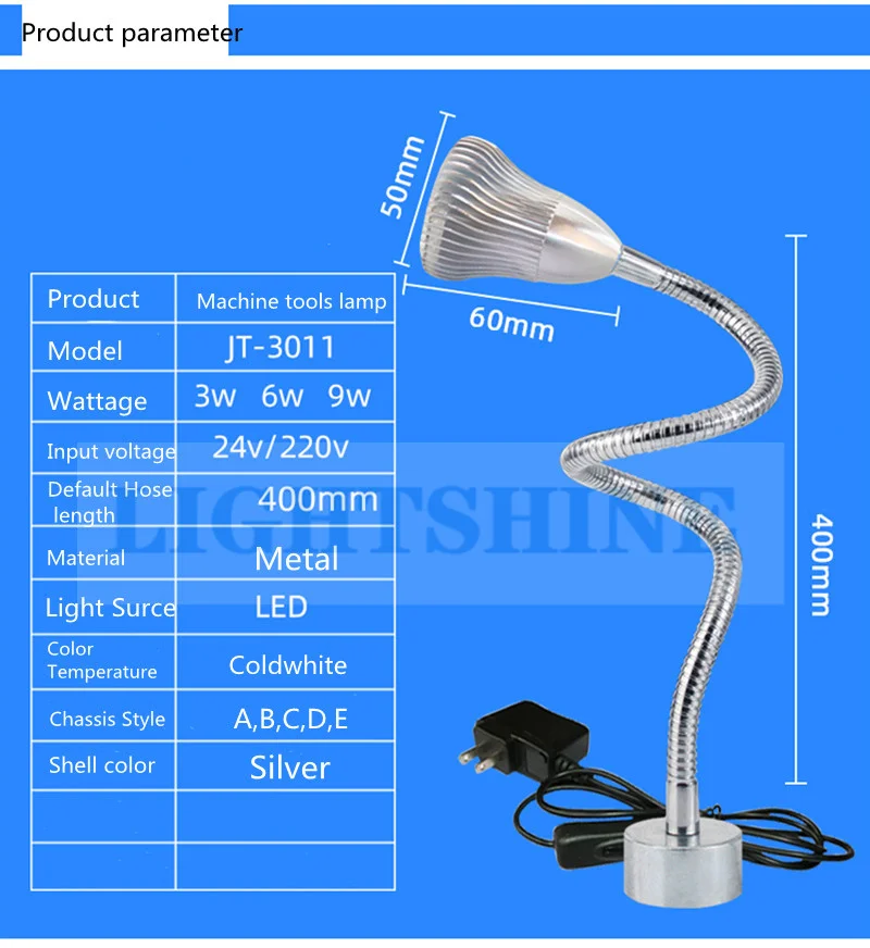 Máquina perforadora de torno, herramienta de trabajo, lámpara, Lámpara de Metal LED, 24V220V