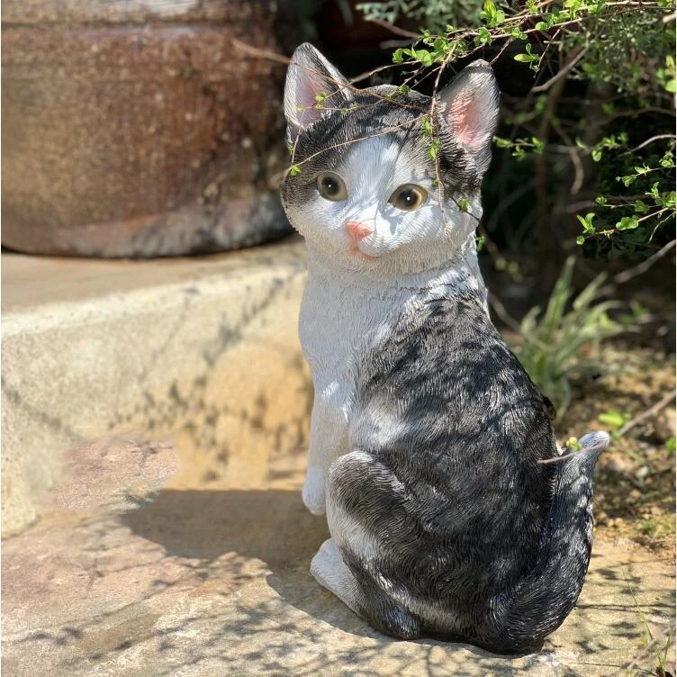 Garden Animal Cute Resin Cat Statues Accessories Outdoor Landscape Sculpture Crafts Villa Courtyard Park Figurines Decoration