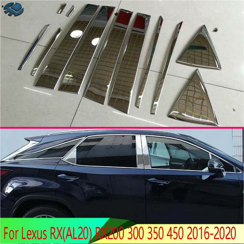 

Для Lexus RX (AL20) RX200 300 350 450 2016-2020 2017 2018 2019 автомобильные аксессуары, накладка на оконную стойку из нержавеющей стали