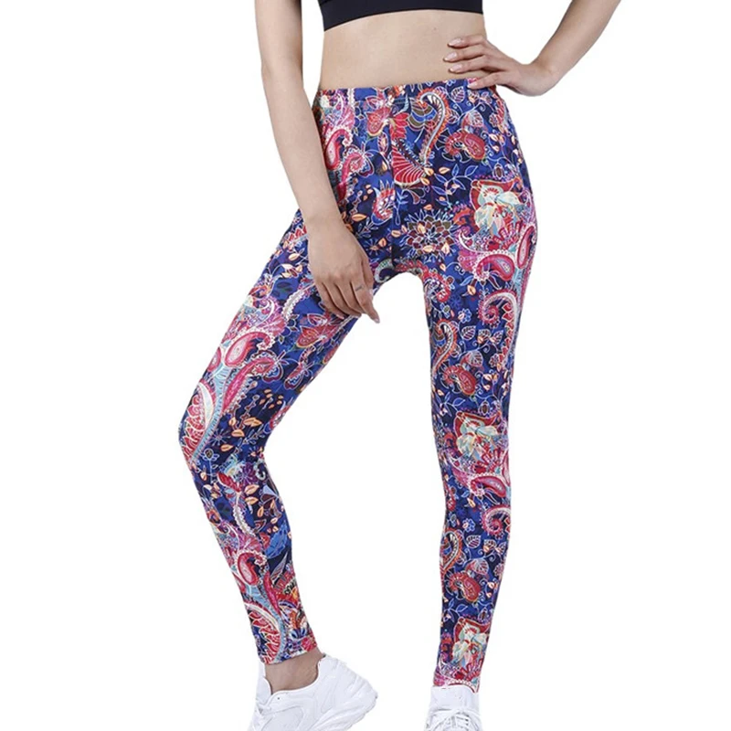 NDUCJSI Women Floral Colorful Female Elastic Leggins High Waist Pants Push Up Trousers Fitness Leggings Running Sexy Workout