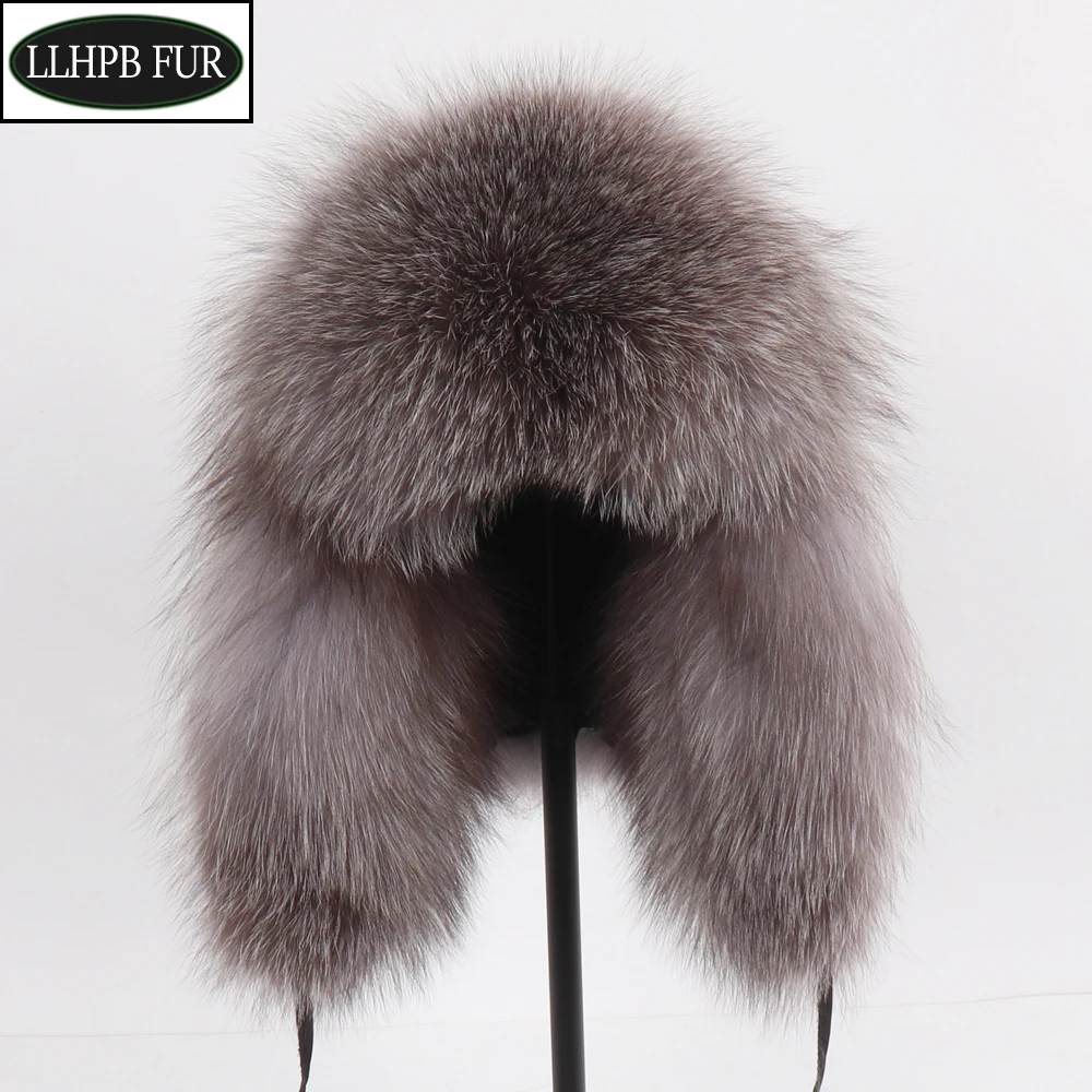 2024 Outdoor Women Natural Fox Fur Russian Ushanka Hats Winter Thick Warm Ears Fashion Bomber Hat Lady Genuine Real Fox Fur Cap