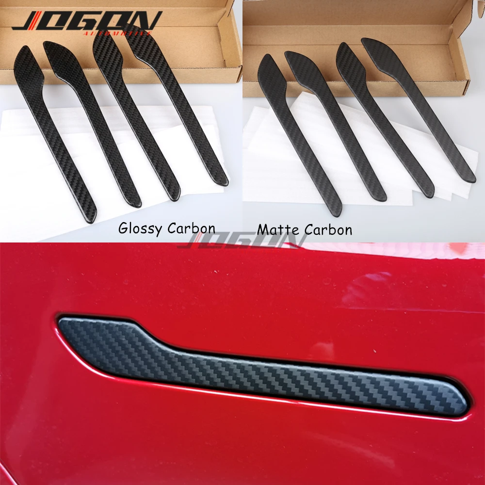 

Real Carbon Fiber For Tesla Model 3 2017+ Model Y 2021 Car Styling Side Door Handle Cover Trim Sticker Molding Auto Accessories