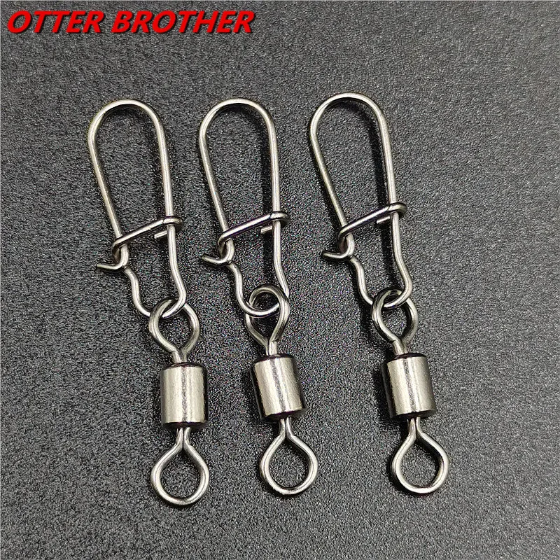 50Pcs/lot 1#-14# Carp Fishing Accessories Connector Pin Bearing Rolling Swivel Stainless Steel Snap Fishhook Lure Swivels Tackle