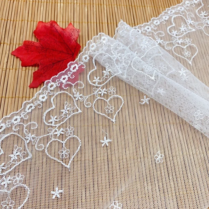 High Quality Wide Heart  Cotton Embroidered Lace Sewing Furnishing Garment Accessories DIY Handmade Craft Materials