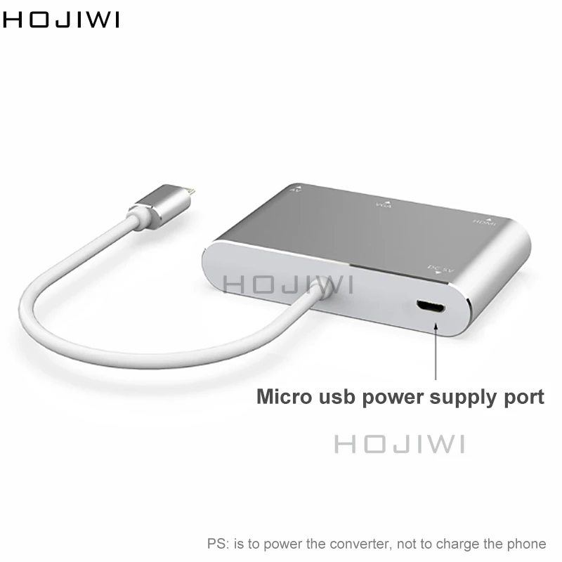HOJIWI Lightning To HDMI VGA 3.5มม.อะแดปเตอร์ Audio Video อะแดปเตอร์ขยาย HUB OTG สำหรับ iPhone/iPad Air/Mini AD26