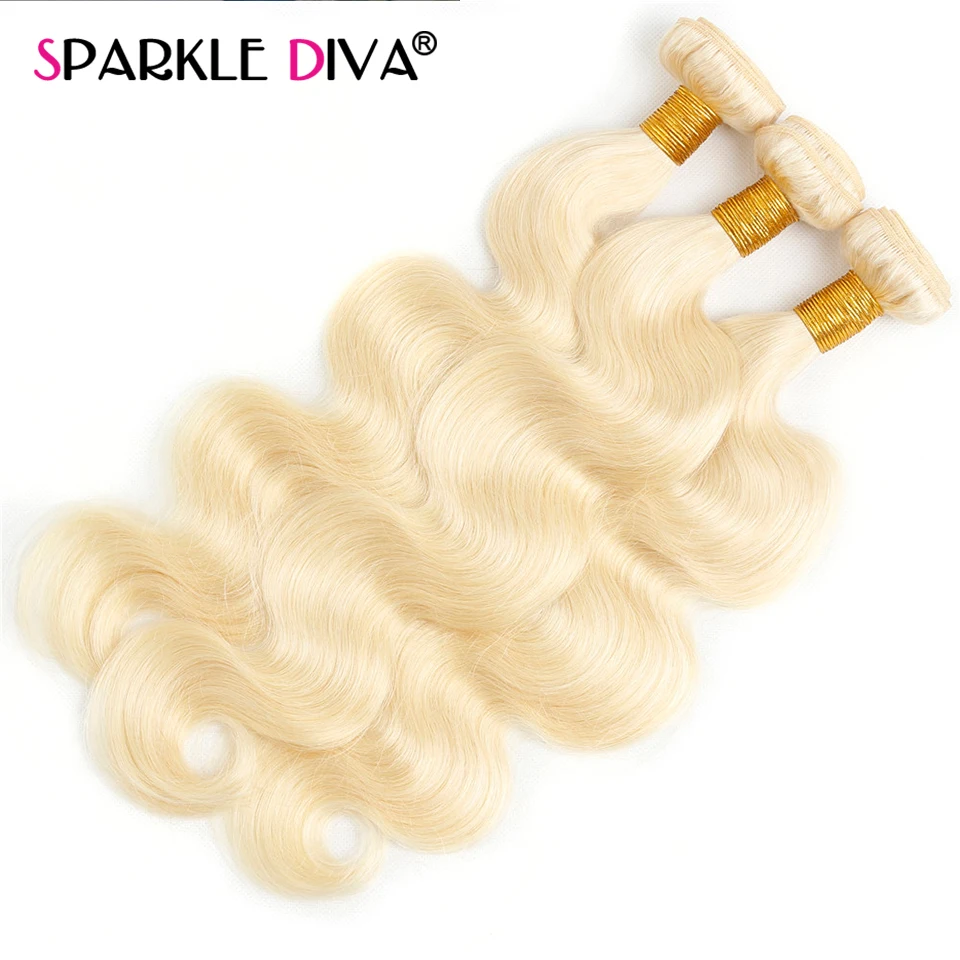 Tissage en Lot Brésilien Remy Naturel Body Wave, Blond 613, 10 à 28 Pouces, Extension de Cheveux