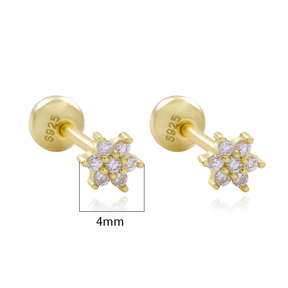 SHADOWHUNTERS-أقراط من الفضة الإسترليني والزركون للنساء ، أقراط صغيرة ، 925 فضة استرلينية ، زركونيا مكعبة ، زركونيا ، زركونيا ، على شكل زهرة ، لعظام الأظافر ، بالجملة #2