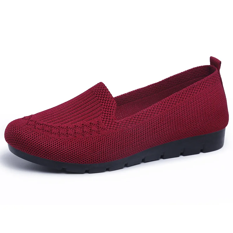 Women's Shoes 2021 New Mesh Shallow Mouth Flat Shoes Breathable Casual Shoes Mother Soft Bottom Non-slip Women's Loafers