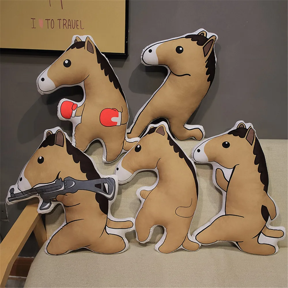 

Soft Funny Sand Sculpture Horse Plush Toys Stuffed Animals Dolls Spoof Horse Cushion Sleeping Pillows Birthday Presents