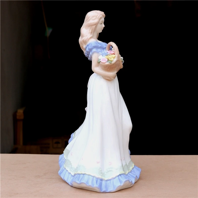 Vintage porcelana dziewczyna rzeźba rustykalna ceramika kwiatowy Belle statua Home Decor szafka dekoracja rękodzieło prezent na walentynki