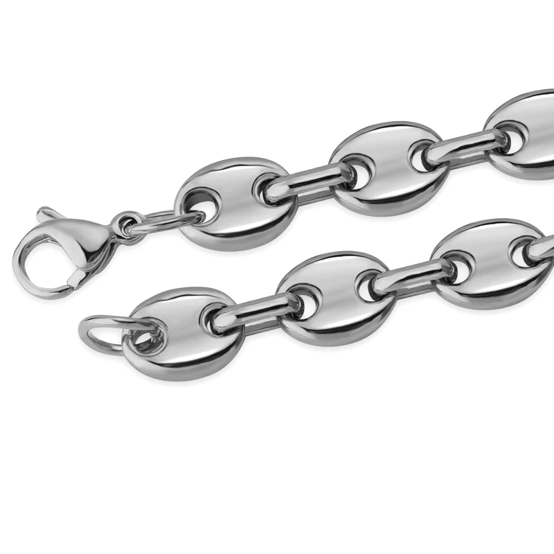 TOPGRILLZ 8mm Solid Back Cuban Link Gold Silver Color Men\'s Hip Hop Bracelets Personality Stainless Steel Jewelry