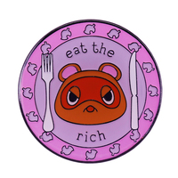 Eat the rich pink enamel pin Workers of the world unite against Tom Nook, known enemy of the proletariat.