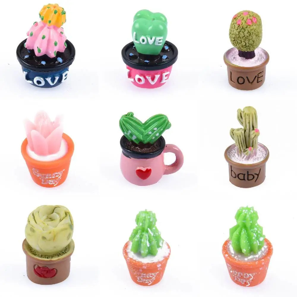 Hot Selling 1 Pcs Resin Shoe Charms Flower Potted Plants Decorations Green LOVE Tree Cactus Bracelet Accessories Bear Cake