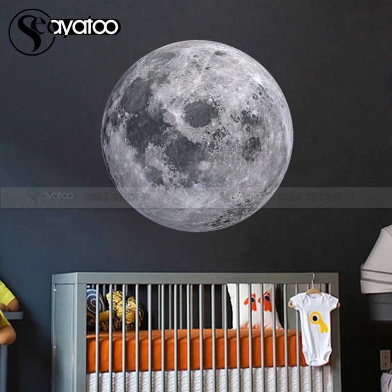 Full Moon Wall Sticker Space Galaxy Vinyl Decal Astronomy Planet Moonlight Universe Kids Bedroom Home Decor