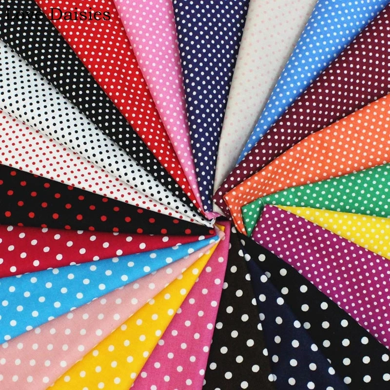 

RED ORANGE PINK CAMEL YELLOW BLUE GREEN PURPLE 3.5mm 2mm 5mm Polka Dot Poplin 100% Cotton Fabric for Summer Dress Shirt Quilt