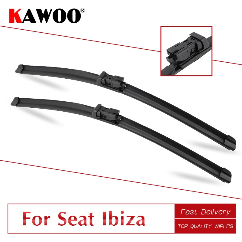 

KAWOO For SEAT Ibiza Car Styling Soft Rubber Windcreen Wipers Blades Model Year From 2002 To 2017 Fit Push Button Arm/U Hook Arm