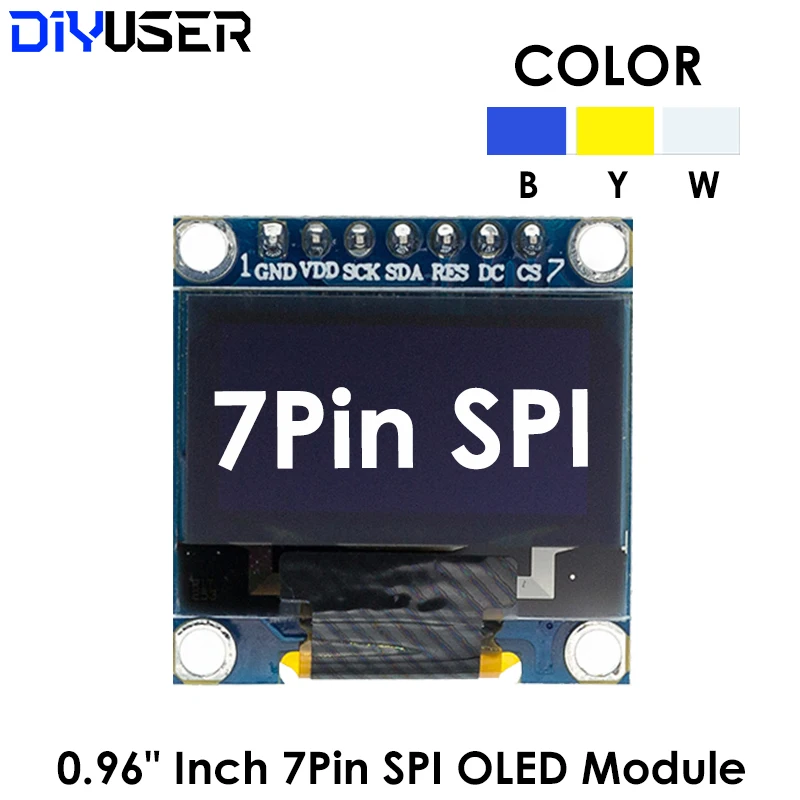 오리지널 0.96 인치 OLED 7 핀 SPI, 화이트, 블루, 옐로우, 블루 0.96 인치 OLED 모듈 128x64 OLED LCD LED 디스플레이 모듈 arduino용