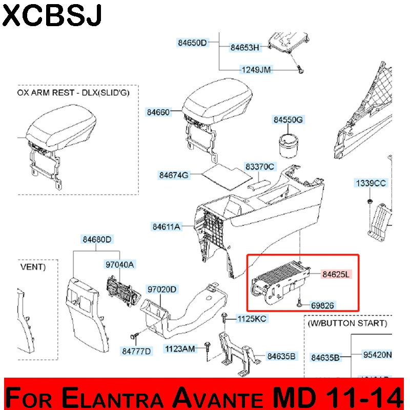 Push-pull lid drink cup holder central armrest storage box front console cup holder assembly For Hyundai Elantra Avante MD 11-14