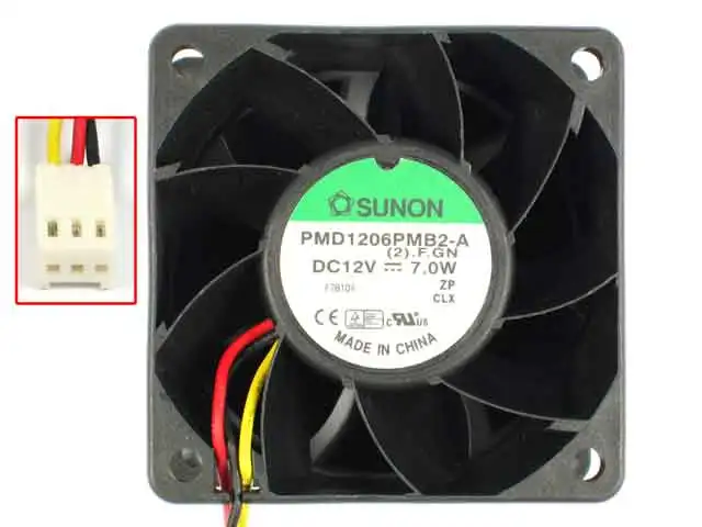 

SUNON PMD1206PMB2-A (2).F.GN DC 12V 7W 60x60x38mm 3-Wire Server Cooling Fan