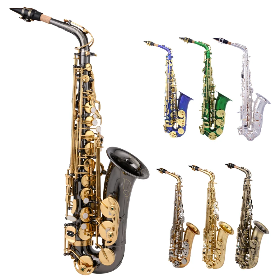 JM High Quality France New Golden Saxophone E Flat Alto Saxophone Super Playing Musical Instruments Mouthpiece Gift With Case