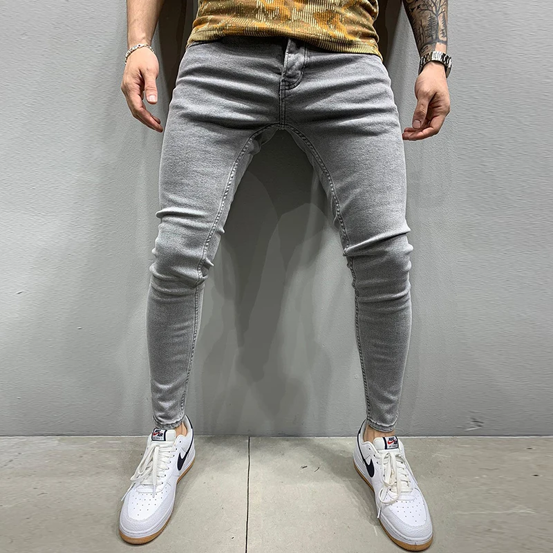 Jeans Men Casual Black Slim Pencil Pants Men\'s Fashion Skinny Biker Pants Streetwear Work Trousers Hip Hop Party Denim Clothing