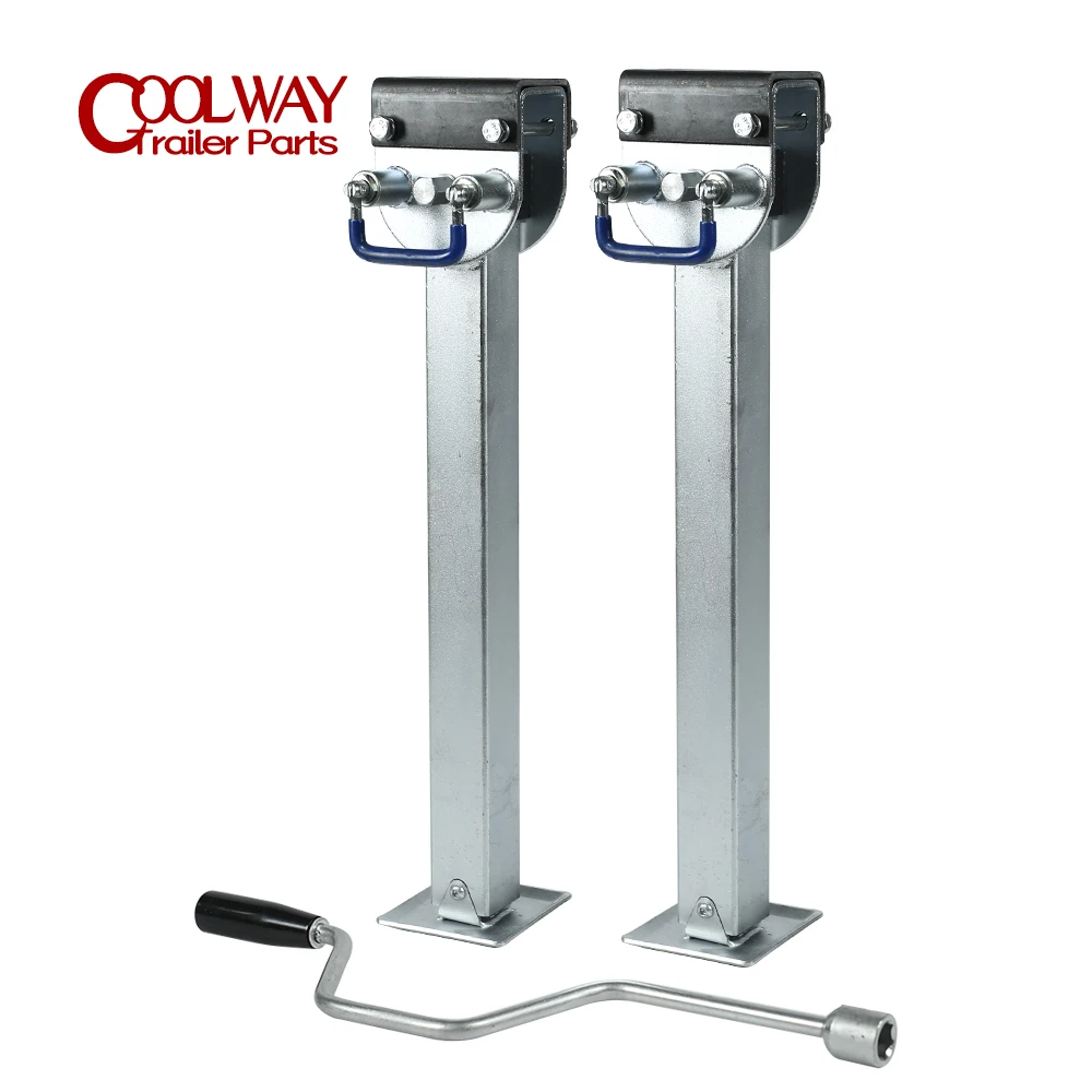 2PCS Stabilizer Legs Drop Down With Plate 600MM Caravan Parking Zinc Jacks CAP 2000KGS Camping RV Trailer Prop Stands Parts