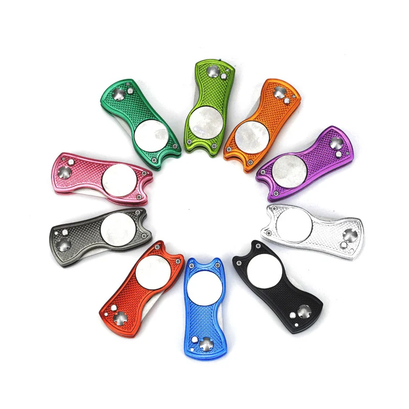 Golf Divot Repair Tool Green Repair Foldable Pop-up Button Stainless Steel Switchblade