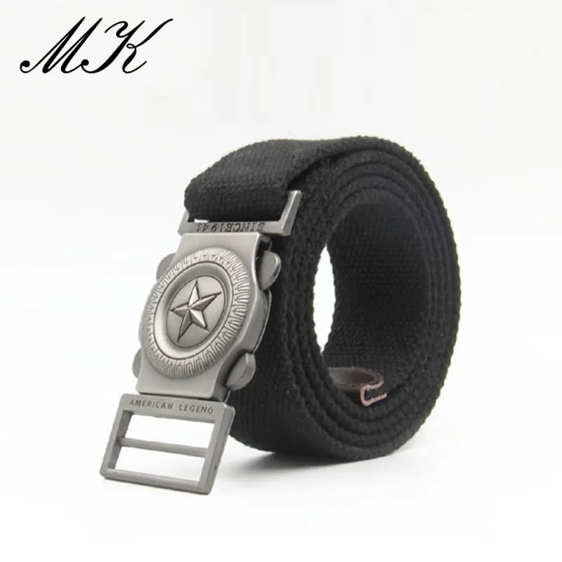 Maikun Men‘s Star Alloy Buckle Canvas Tactical Belt For Women Student Trousers Suitable Outdoor Rock Climbing Cycling