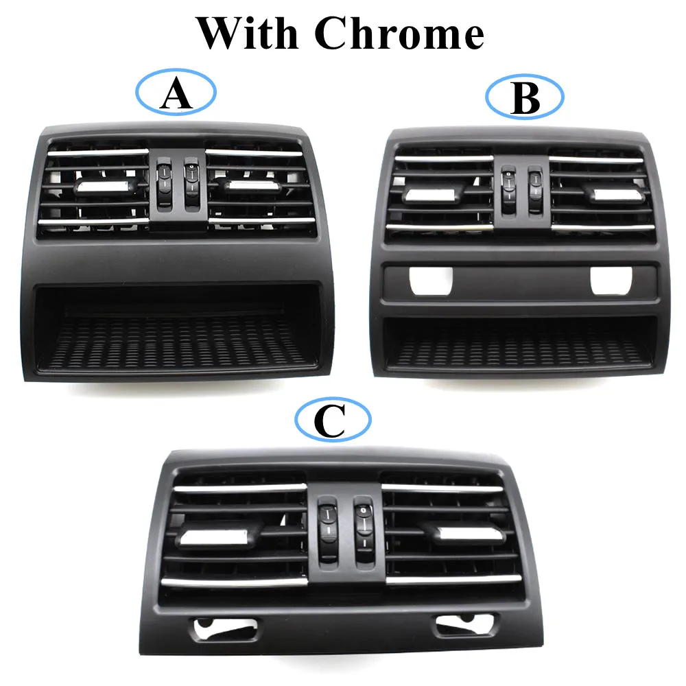 Chromed Rear Air Conditioner Back AC Vent Grille Panel With heating button hole For BMW 5 Series F10 F11 F18 520 523 64229172312