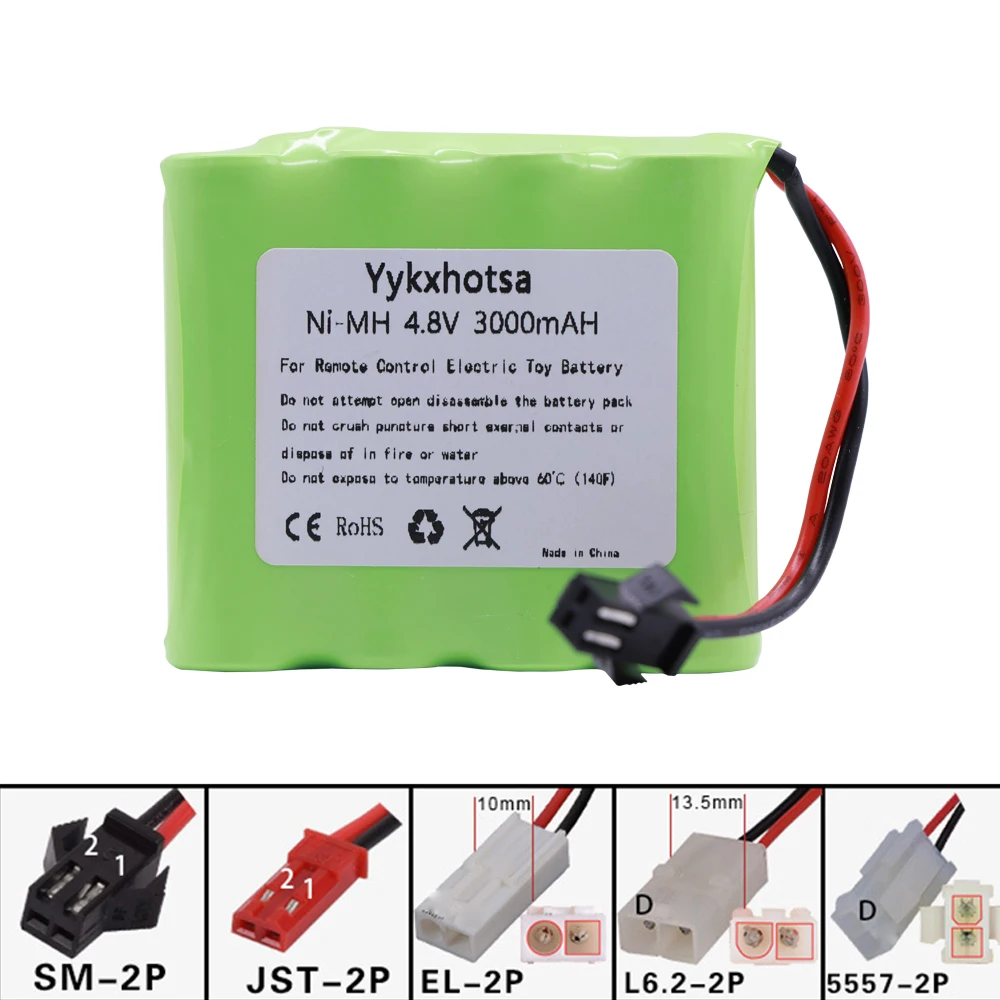 

NIMH Battery 4.8V 3000mAh For Rc toys Cars Tanks Robots Boats Guns Ni-MH 4.8v 2400mAh Battery AA Pack SM/JST/EL-2P/Tamiya Plug