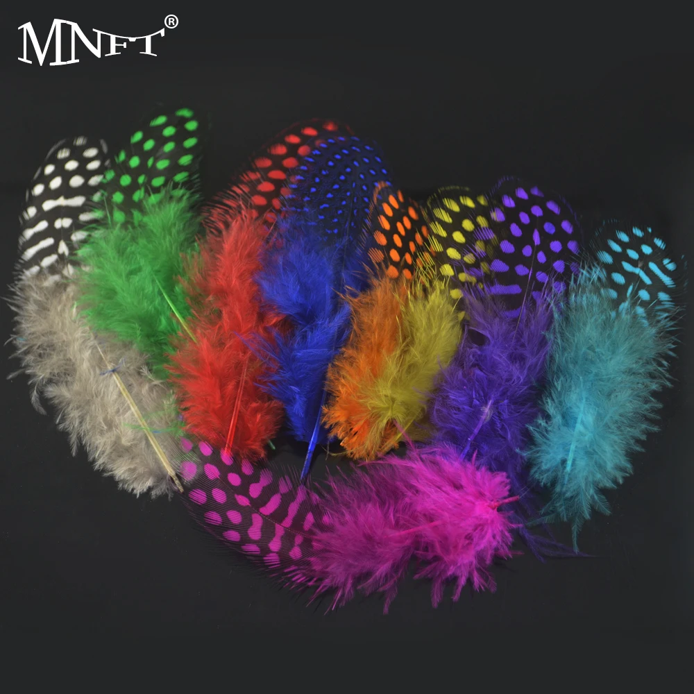 MNFT 50PCS/Lot Mixed Colors Combo Guinea Pearl Chicken Feather For Fly tying Material  DIY Fly Fishing Insect Lure