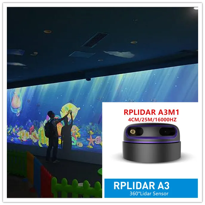 RPLIDAR A3 25M lidar  ground wall large screen interactive software multi-touch projection interactive engine system kit